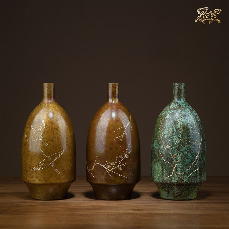 铜师傅 全铜摆件《高冈铜师傅铜器高花瓶》