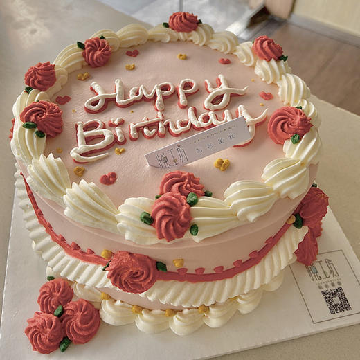 ins简约风手绘#粉色玫瑰花小清新（蛋糕需提前6小时下单，不接急单）【页面往下拉，有尺寸和口味选择】 商品图2