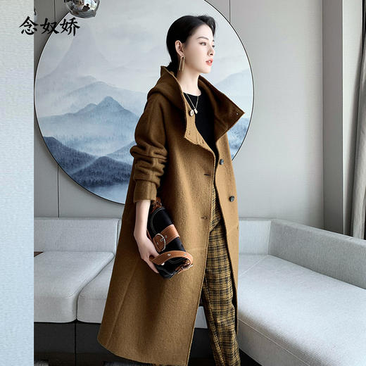 【商场同款】念奴娇长款显瘦H版型羊毛大衣外套驼色DN9C607 商品图3