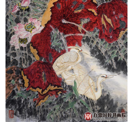 冯志光《荷韵》68*138cm 花鸟竖幅作品 卧室/餐厅挂画 商品图4