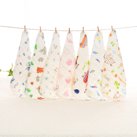 五一专场-爱婴情浓水洗纱布印花大方巾AF086#30*30（单条）