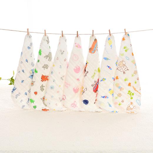 五一专场-爱婴情浓水洗纱布印花大方巾AF086#30*30（单条） 商品图0