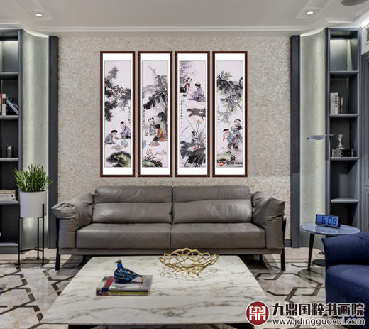 高云鹏《童趣图》34cm*138cm*4 人物四条屏作品 客厅/书房/茶室挂画 商品图2