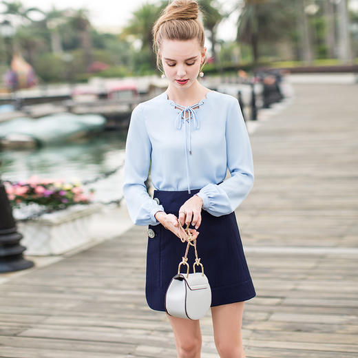 欧芮儿女 半身裙显瘦收腰小A字裙短款百搭ol风短裙 商品图1