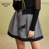 欧芮儿女 复古英伦风格子条纹刺绣a字半身裙女短裙 商品缩略图0
