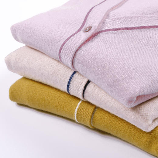 METTE羊绒世家2020秋冬新品女士100%山羊绒针织开衫V领撞色小外套 商品图7