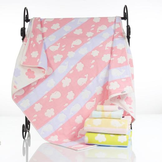 爱婴情浓鲸鱼纱布方浴巾AF033#105*120 商品图0