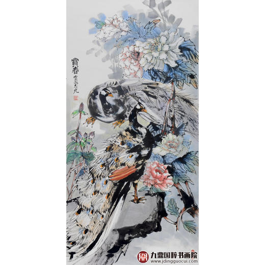 冯志光《赏春》68*138cm 花鸟竖幅作品 卧室/餐厅挂画 商品图1