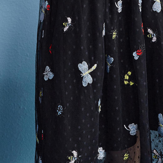 欧芮儿秋装女新款收腰显瘦黑色a字裙网纱半身裙女中长款潮 商品图2