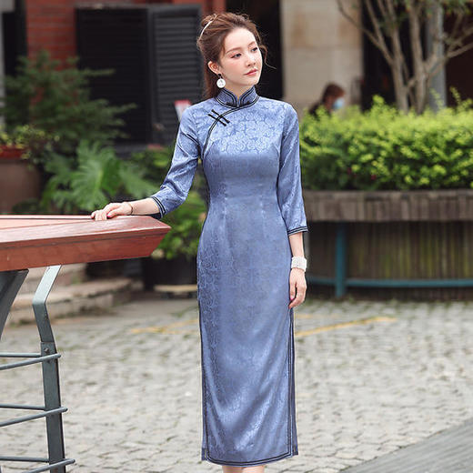 古典优雅，改良缎面提花民族风旗袍XGT-Q2370 商品图0