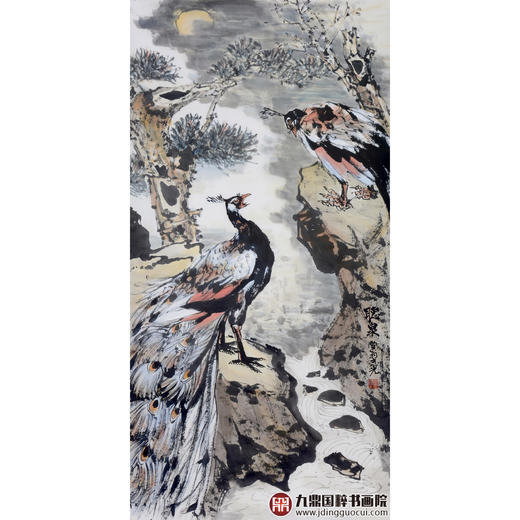 冯志光《听泉》68*138cm 花鸟竖幅作品 卧室/餐厅挂画 商品图1