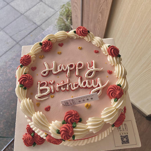 ins简约风手绘#粉色玫瑰花小清新（蛋糕需提前6小时下单，不接急单）【页面往下拉，有尺寸和口味选择】 商品图1
