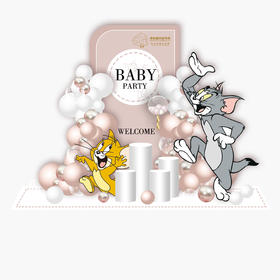 猫和老鼠主题背景宝宝宴生日派对装饰场景背景墙