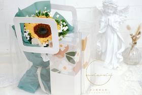 2020教师节：向日葵月饼礼袋，3颗奶黄流心月饼+3颗雪媚娘流心月饼+一束向日葵花