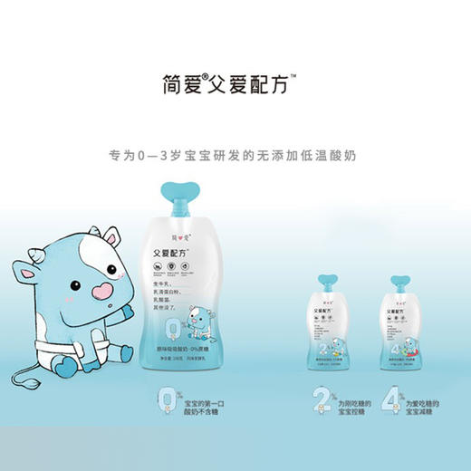 （超值）【每周一、二冷链直供】简爱·父爱配方控糖低温婴幼儿童果蔬吸吸酸奶 100g*12袋【生鲜商品无质量问题不退不换】 商品图2