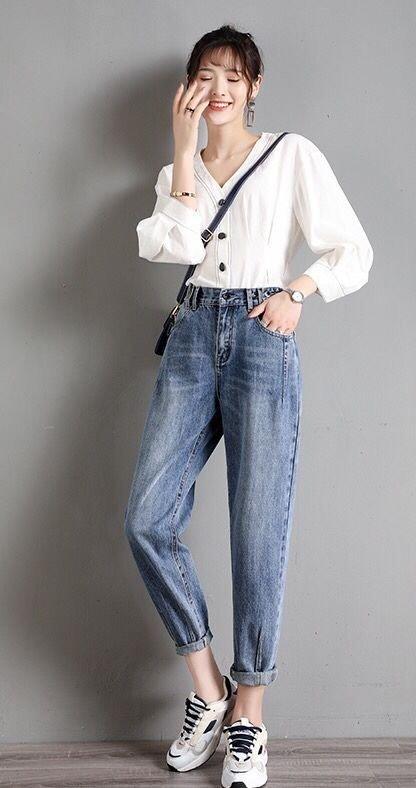 点此购买 200斤以内大码女款弹力水洗牛仔裤 糕157015 商品图2