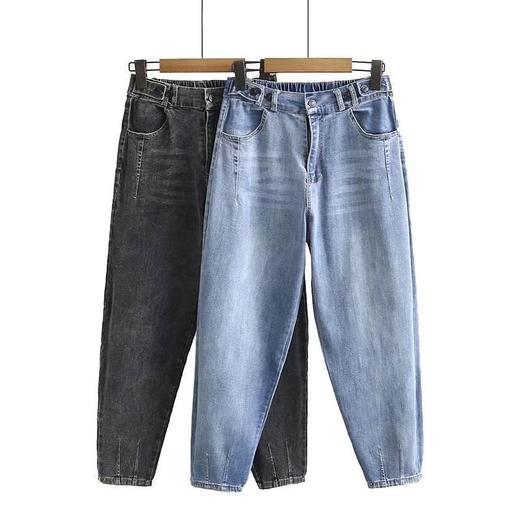 点此购买 200斤以内大码女款弹力水洗牛仔裤 糕157015 商品图0