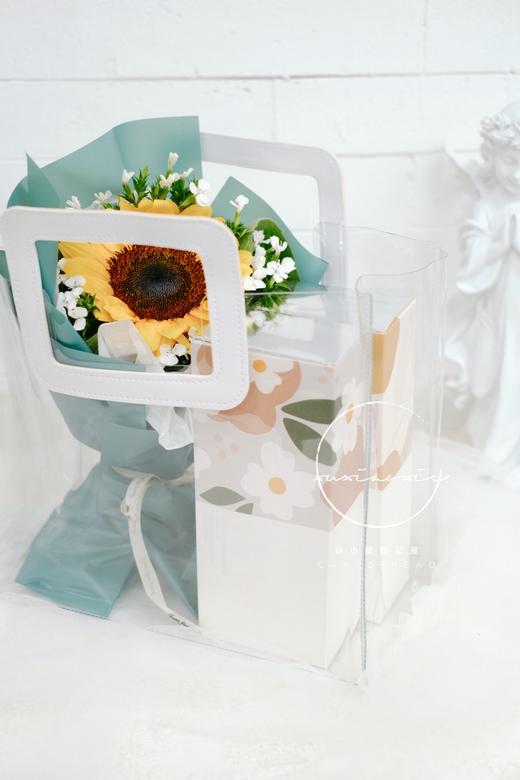 2020教师节：向日葵月饼礼袋，3颗奶黄流心月饼+3颗雪媚娘流心月饼+一束向日葵花 商品图4