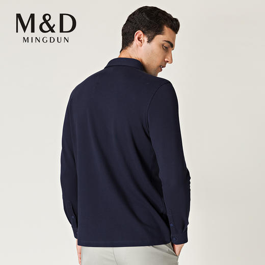 名盾秋冬新款 舒适多色纯色纯棉设计logo翻领T恤长袖Polo衫 商品图4