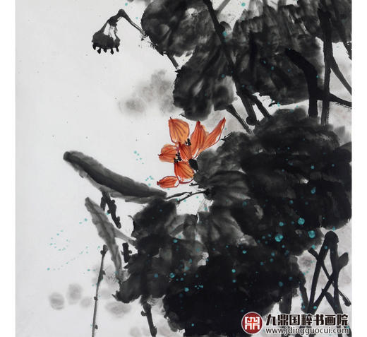 徐建斌《荷风珠露》68*138cm 花鸟竖幅作品 玄关/茶室挂画 商品图4