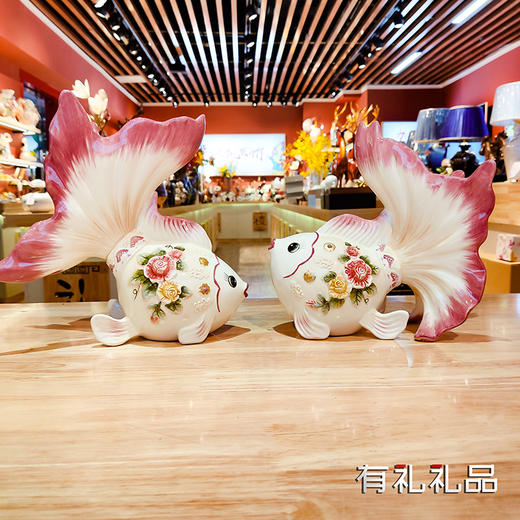 维多利亚系列金鱼组合摆件 釉下九彩 精美 摆件 对金鱼 商品图1