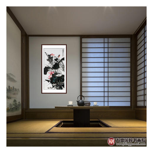 徐建斌《荷塘清音》68*138cm 花鸟竖幅作品 玄关/茶室挂画 商品图2