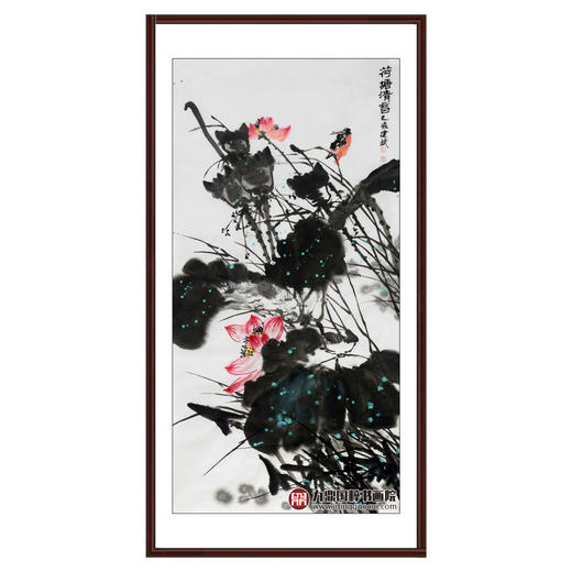 徐建斌《荷塘清音》68*138cm 花鸟竖幅作品 玄关/茶室挂画 商品图0