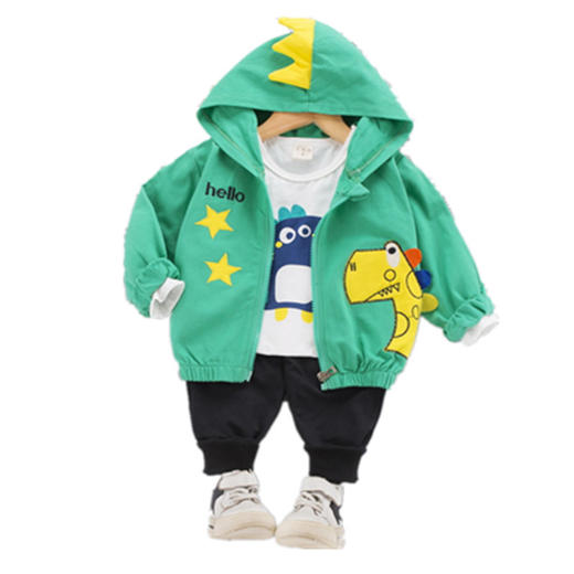 秋装韩版恐龙连帽三件套 女童宝宝男童装秋季套装 商品图4