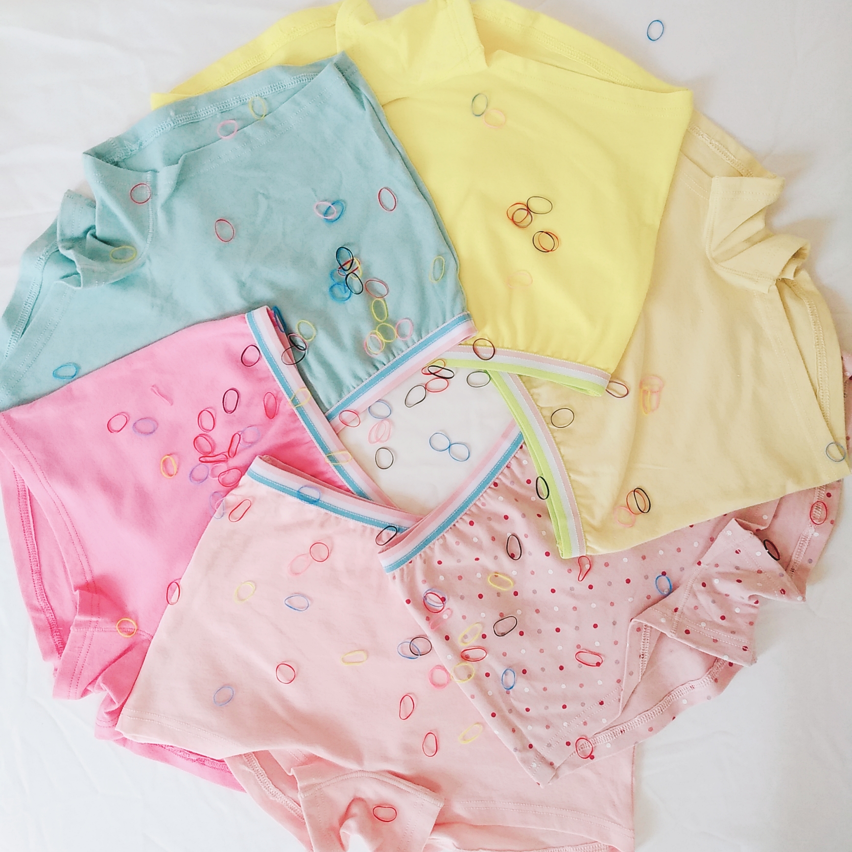 WD007二枚组女童彩色橡筋平角短裤