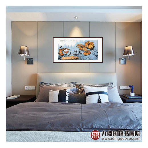 徐建斌《荷塘听秋声》68*138cm 花鸟横幅作品 卧室/书房挂画 商品图2