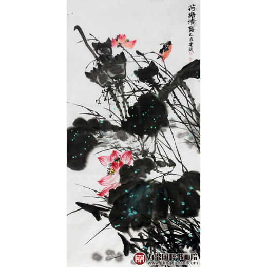 徐建斌《荷塘清音》68*138cm 花鸟竖幅作品 玄关/茶室挂画 商品图1