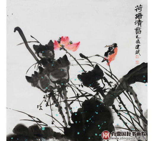 徐建斌《荷塘清音》68*138cm 花鸟竖幅作品 玄关/茶室挂画 商品图3