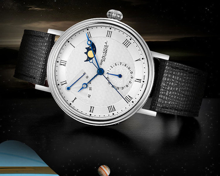 海鸥月相表男多功能正品防水休闲自动机械表6092巨匠系列