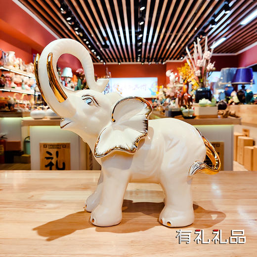 宫廷瓷 中号 大号勾鼻象摆件 宫廷瓷 中号大号仰鼻象摆件 家居客厅电视 柜玄关摆件乔迁礼开业礼 象 摆件 商品图5
