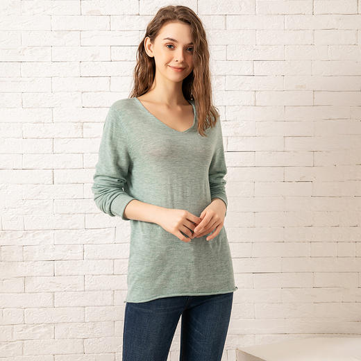 体现女性柔美 柔软细腻堪比羊绒 AvannV领羊毛混纺针织衫 优雅简约 质感针织面料 亲肤不变形 商品图1