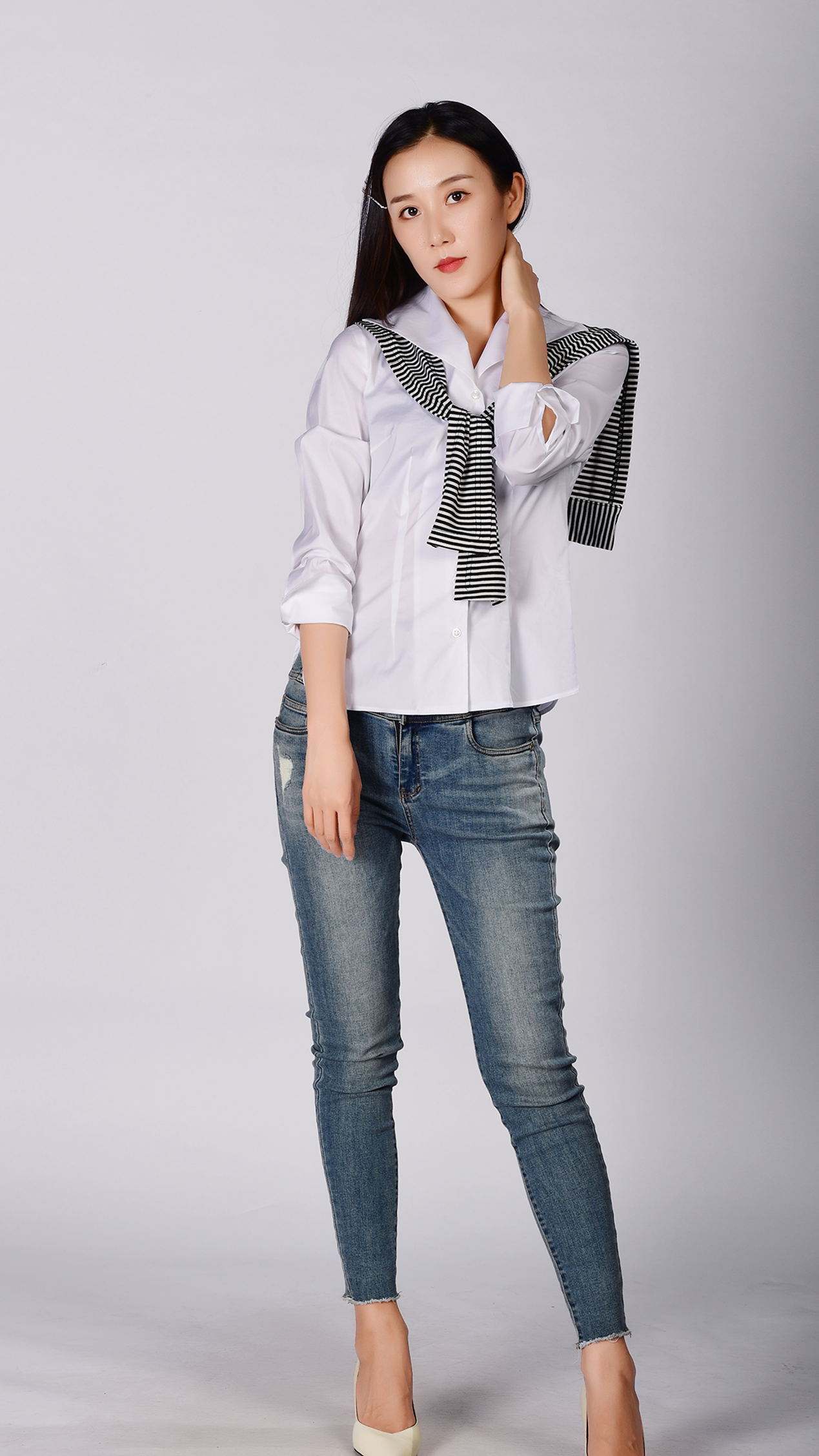 梦里人女装2020秋季新款修身职业百搭白衬衫设计感打底衬衣