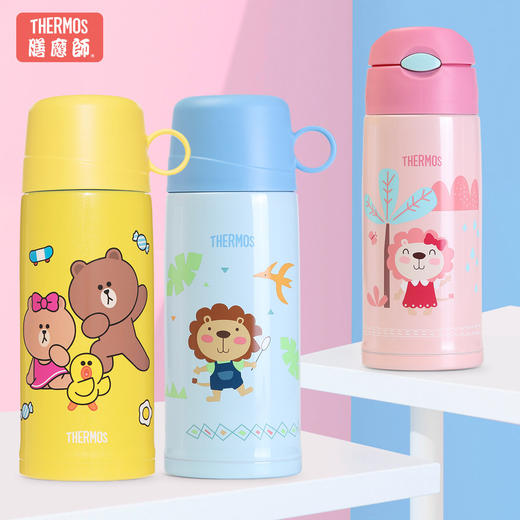 （超值）膳魔师儿童保温杯吸管杯直饮两用学饮杯幼儿喝水背带水壶宝宝水杯 商品图0