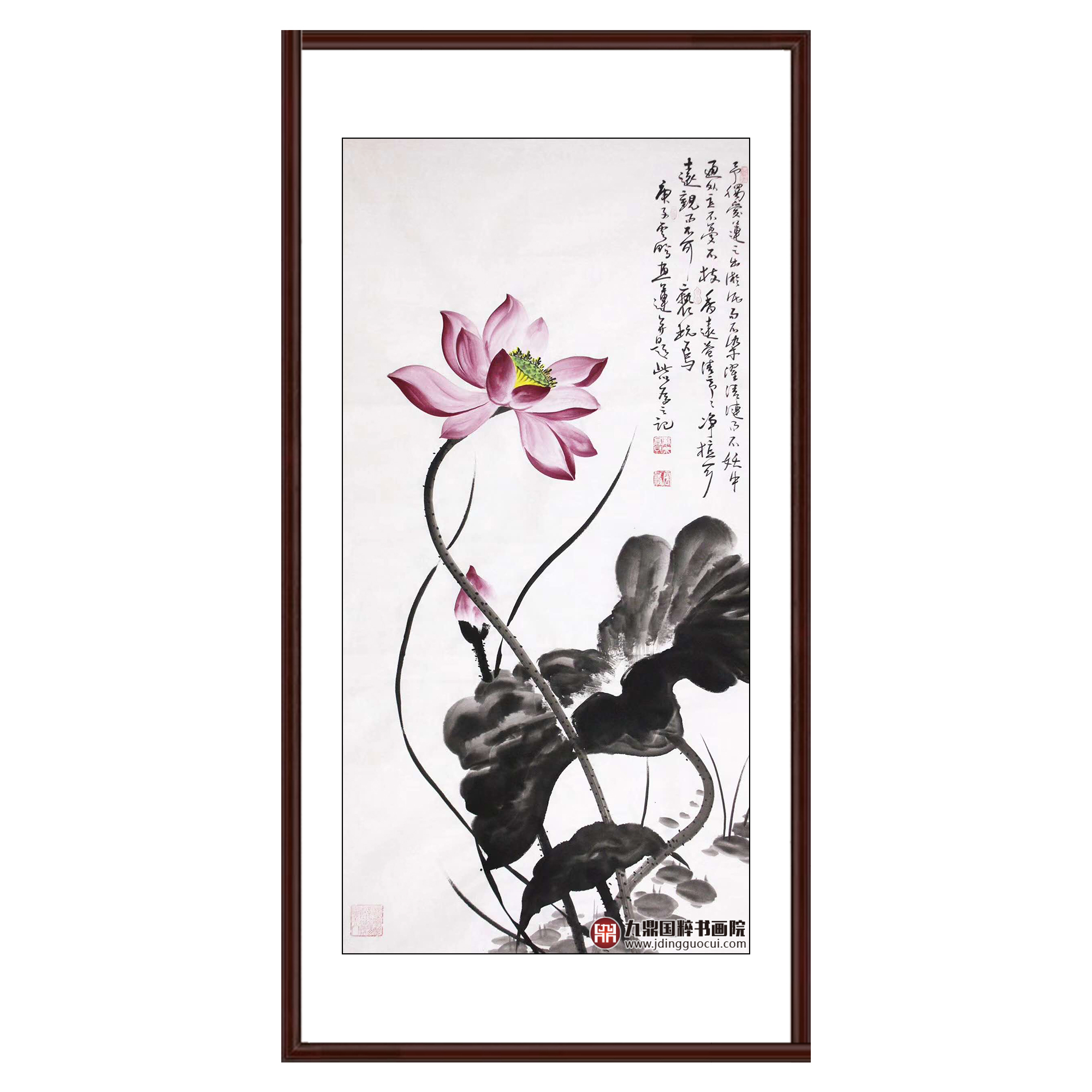 高云鹏《爱莲说》68*138cm 花鸟竖幅作品 玄关/卧室/书房挂画