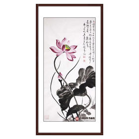 高云鹏《爱莲说》68*138cm 花鸟竖幅作品 玄关/卧室/书房挂画