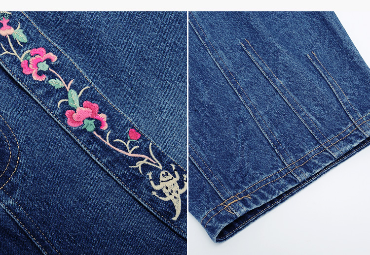 花制作/沐歌/秋原创民族风宽松刺绣牛仔裤复古阔腿裤绣花休闲裤女