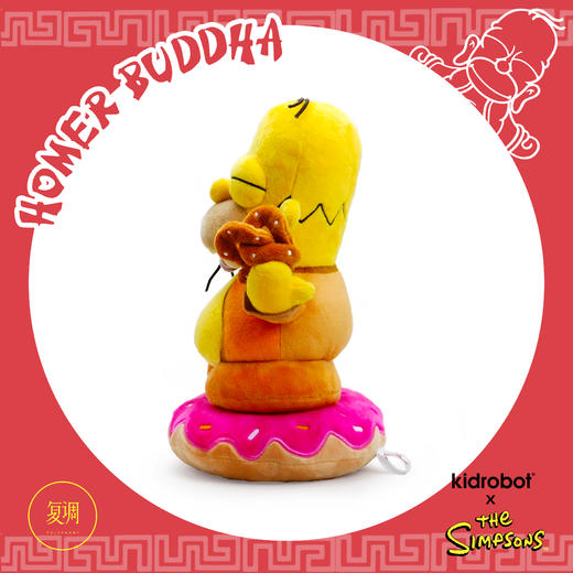 Kidrobot 辛普森一家 荷马佛 The Simpsons Homer Buddha 毛绒 抱枕 摆件 潮玩 商品图4