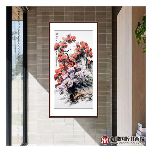 杨秀泽《映山红》68*138cm 花鸟竖幅作品 玄关/卧室挂画 商品图2