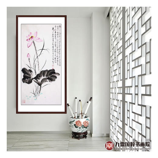 高云鹏《爱莲说》68*138cm 花鸟竖幅作品 玄关/卧室/书房挂画 商品图2