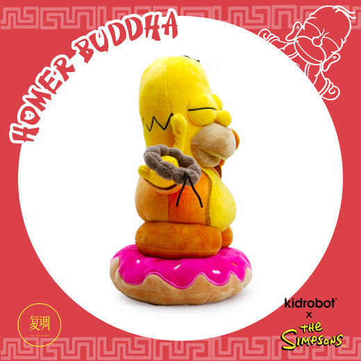 Kidrobot 辛普森一家 荷马佛 The Simpsons Homer Buddha 毛绒 抱枕 摆件 潮玩 商品图2