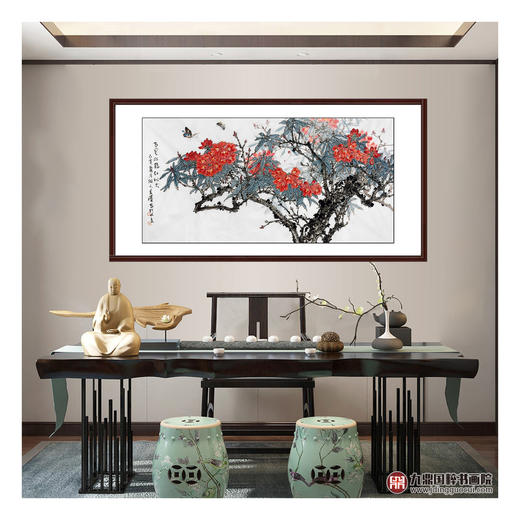 杨秀泽《万里杜鹃红似火》68*138cm 花鸟横幅作品 茶室/卧室挂画 商品图2