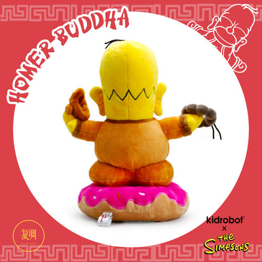 Kidrobot 辛普森一家 荷马佛 The Simpsons Homer Buddha 毛绒 抱枕 摆件 潮玩 商品图3