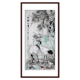 高云鹏《松鹤延年》68*138cm 花鸟竖幅作品 玄关/卧室/书房挂画