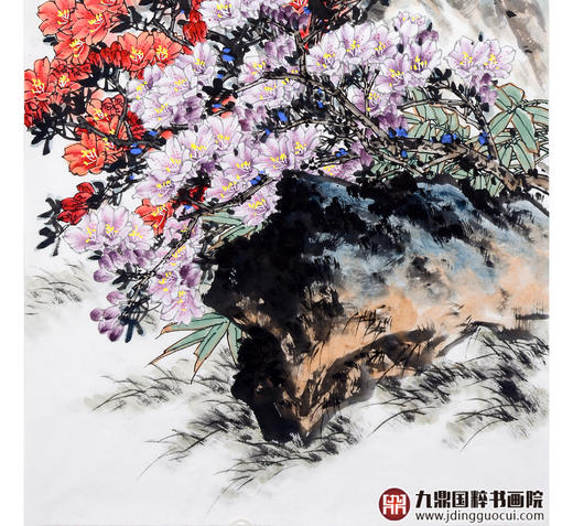 杨秀泽《映山红》68*138cm 花鸟竖幅作品 玄关/卧室挂画 商品图4