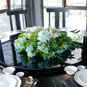 酒店餐桌花仿真花圆形大圆桌转盘装饰餐厅假花绢花别墅高档摆设件