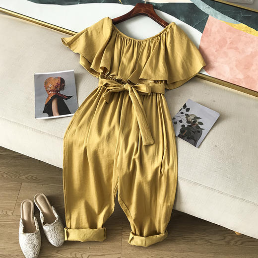 7】一字肩荷叶边连体阔腿裤女性感显瘦气质fg510602